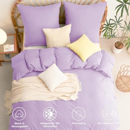 WAVVE Bettwäsche 135x200 – 4‑teiliges Mikrofaser‑Set Anthrazit (inkl. 2×80×80 cm Kissenbezüge) mit Reißverschluss, OEKO‑