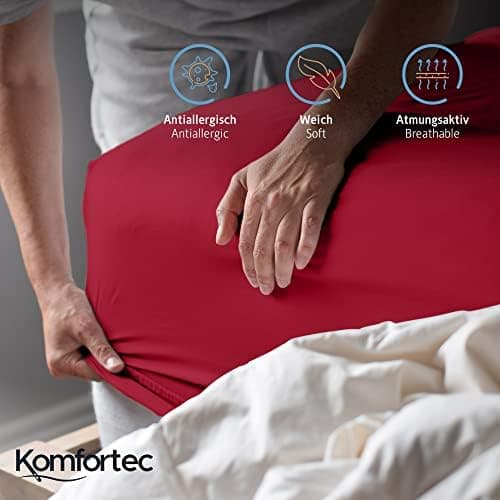 Komfortec Spannbettlaken 90x200 cm Jersey-Baumwolle – OEKO-TEX® Standard 100, Rundumgummizug für perfekte Passform, Weiß