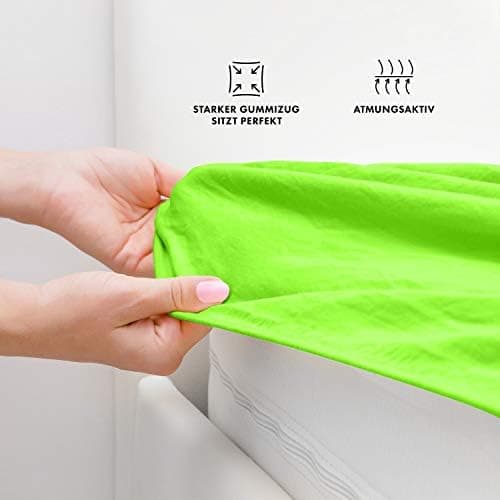Jacobson Jersey-Spannbettlaken – 50% Baumwolle/50% Polyester, elastisch & hautsympathisch – 180–200 x 200 cm, 1er Set, N