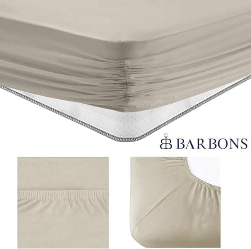 BARBONS Spannbettlaken 140x200 cm – 100% Baumwolle Jersey, für Boxspringbett & Matratzen bis 27 cm – Hellgrau
