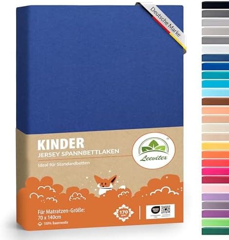 leevitex® Spannbettlaken 180x200–200x200 cm | 100% Jersey-Baumwolle | für Matratzen bis 25 cm