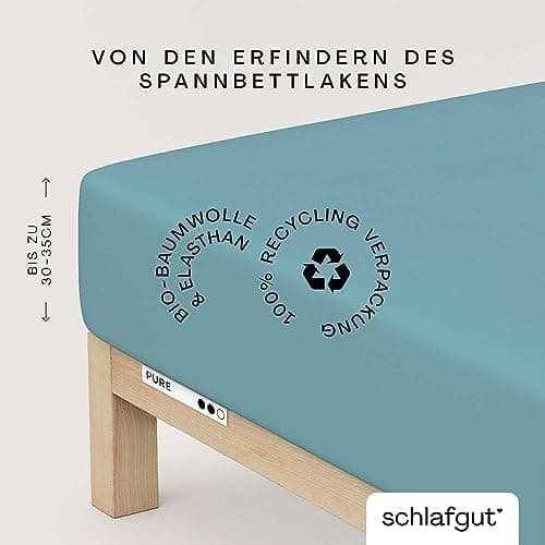 Schlafgut Pure Spannbettlaken 90x200 bis 100x220 cm – 95% Bio-Baumwolle & 5% Elasthan, Oeko-TEX zertifiziert – passend f