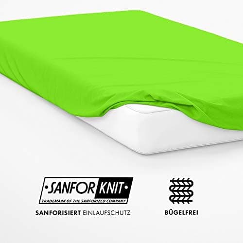 Jacobson Jersey-Spannbettlaken – 50% Baumwolle/50% Polyester, elastisch & hautsympathisch – 180–200 x 200 cm, 1er Set, N