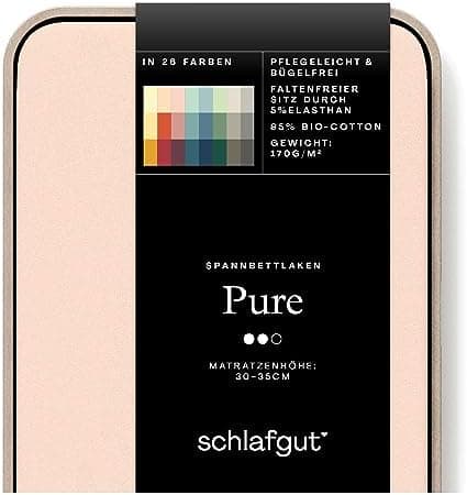 Schlafgut Pure Spannbettlaken 90x200 bis 100x220 cm – 95% Bio-Baumwolle & 5% Elasthan, Oeko-TEX zertifiziert – passend f