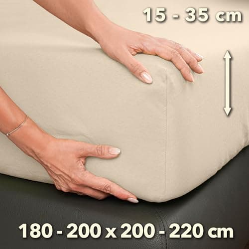 STUDIO Spannbettlaken Jersey – 97 % Baumwolle / 3 % Elastan – 120×200 / 120×220 / 130×200 / 130×220 cm, passend für Matr
