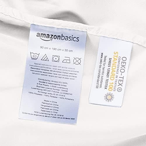 Amazon Basics Spannbettlaken – Mikrofaser Spannbetttuch 150 x 200 x 30 cm (für Matratzen bis 30 cm)