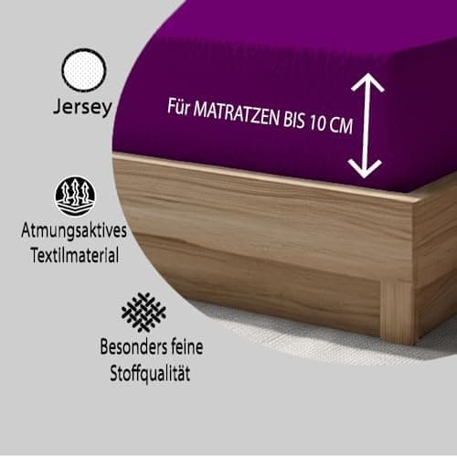 120x200 cm Jersey-Spannbettlaken – 100% Baumwolle, Weiß