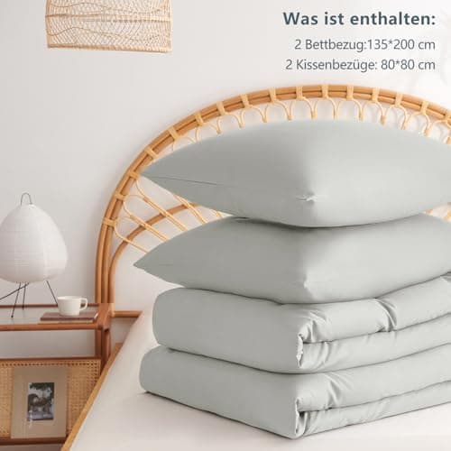 WAVVE Bettwäsche 135x200 – 4‑teiliges Mikrofaser‑Set Anthrazit (inkl. 2×80×80 cm Kissenbezüge) mit Reißverschluss, OEKO‑