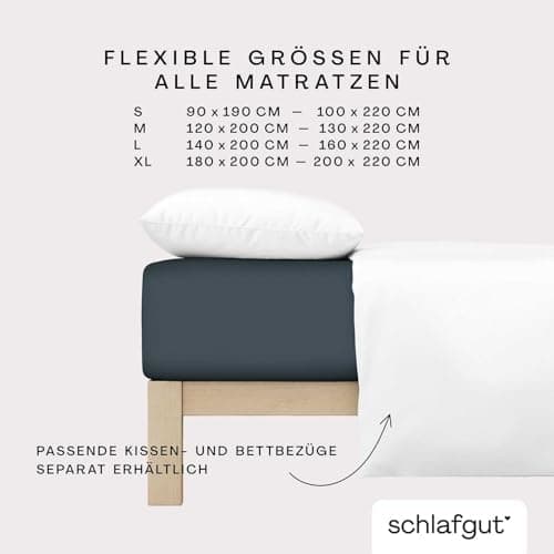 Schlafgut Pure Spannbettlaken 90x200 bis 100x220 cm – 95% Bio-Baumwolle & 5% Elasthan, Oeko-TEX zertifiziert – passend f