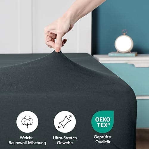 Utopia Bedding Jersey-Spannbettlaken 120 x 200 cm (25 cm) – Anthrazit, Baumwollmischung