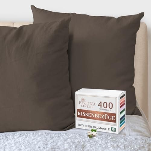 Pizuna Kissenbezüge 2er-Pack 40 x 80 cm Dunkelblau – 100% Langstapel-Baumwolle, 400 Fadenzahl