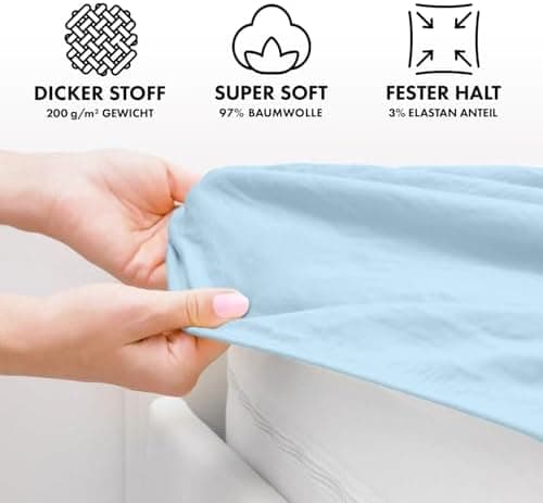 Jacobson Premium Spannbettlaken – Jersey-Baumwolle 200 g/m² mit Elasthan, 180x200–200x200 cm