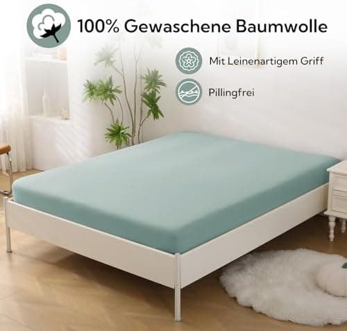 SOULFUL Spannbettlaken 120 x 200 cm (bis 25 cm Matratzenhöhe) – 100% gewaschene Baumwolle, atmungsaktiv & leinenartiger
