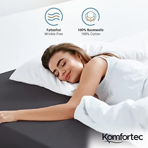 Komfortec Spannbettlaken 90x200 cm Jersey-Baumwolle – OEKO-TEX® Standard 100, Rundumgummizug für perfekte Passform, Weiß