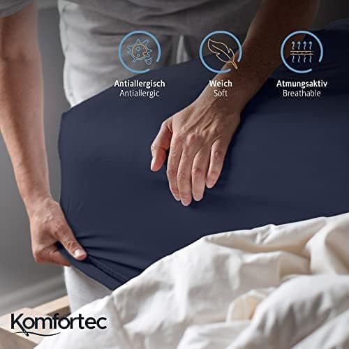 Komfortec Spannbettlaken 90x200 cm Jersey-Baumwolle – OEKO-TEX® Standard 100, Rundumgummizug für perfekte Passform, Weiß