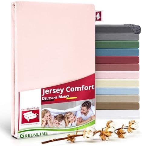 Greenline Spannbettlaken Premium Jersey – 100% Baumwolle, Champagner, 180–200x200 cm, bis 30 cm (auch für Boxspringbette