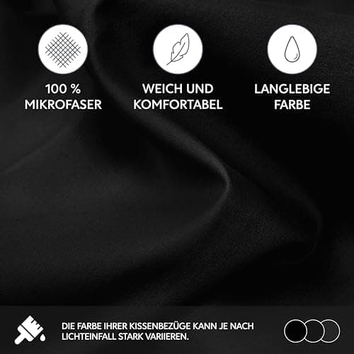 Dreamzie Kissenbezug 40x80 (2er Set) – Mikrofaser weich, OEKO-TEX STANDARD 100, Anthrazit mit Reißverschluss