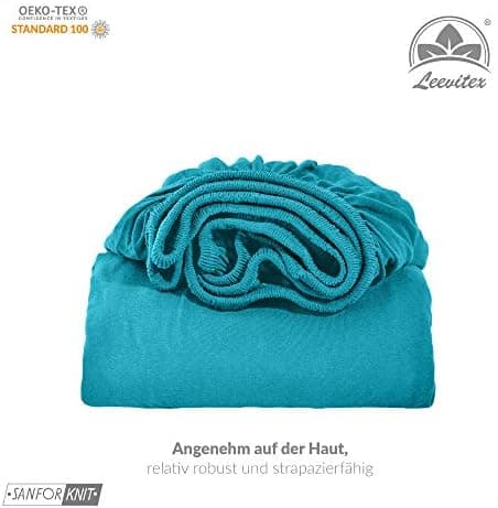 leevitex® Spannbettlaken 180x200–200x200 cm | 100% Jersey-Baumwolle | für Matratzen bis 25 cm
