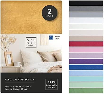 VelvetHome Spannbettlaken 120 x 200 cm – 100% gekämmte Baumwolle (Jersey), passend für Matratzen bis 25 cm
