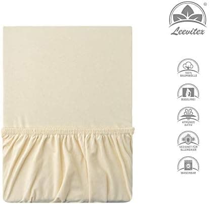 leevitex® Spannbettlaken 180x200–200x200 cm | 100% Jersey-Baumwolle | für Matratzen bis 25 cm