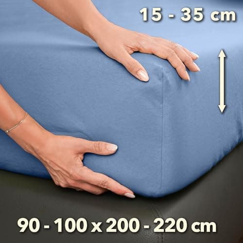 STUDIO Spannbettlaken Jersey – 97 % Baumwolle / 3 % Elastan – 120×200 / 120×220 / 130×200 / 130×220 cm, passend für Matr