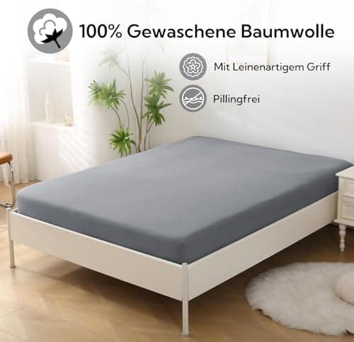 SOULFUL Spannbettlaken 120 x 200 cm (bis 25 cm Matratzenhöhe) – 100% gewaschene Baumwolle, atmungsaktiv & leinenartiger