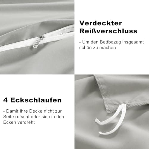 WAVVE Bettwäsche 135x200 – 4‑teiliges Mikrofaser‑Set Anthrazit (inkl. 2×80×80 cm Kissenbezüge) mit Reißverschluss, OEKO‑