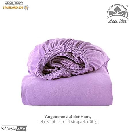 leevitex® Spannbettlaken 180x200–200x200 cm | 100% Jersey-Baumwolle | für Matratzen bis 25 cm