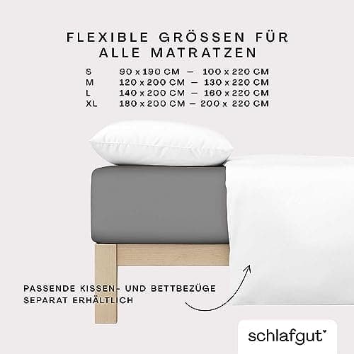 Schlafgut Pure Spannbettlaken 90x200 bis 100x220 cm – 95% Bio-Baumwolle & 5% Elasthan, Oeko-TEX zertifiziert – passend f