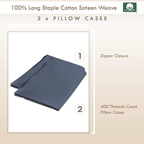 Pizuna Kissenbezüge 2er-Pack 40 x 80 cm Dunkelblau – 100% Langstapel-Baumwolle, 400 Fadenzahl