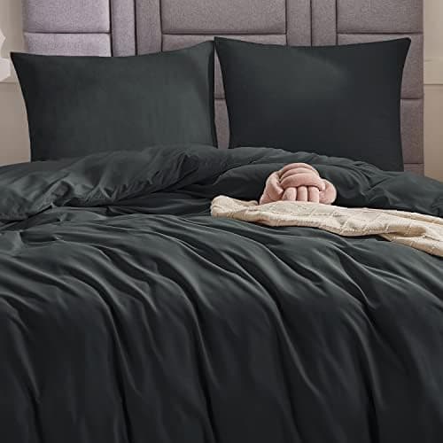 WAVVE Bettwäsche 135x200 – 4‑teiliges Mikrofaser‑Set Anthrazit (inkl. 2×80×80 cm Kissenbezüge) mit Reißverschluss, OEKO‑