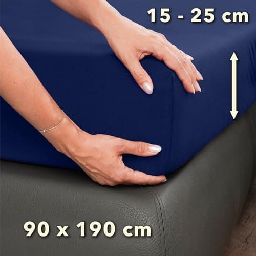 STUDIO Basic Spannbettlaken 200×220 cm – Jersey aus 100% gekämmter Baumwolle, elastisch & bügelfrei, passend für Matratz
