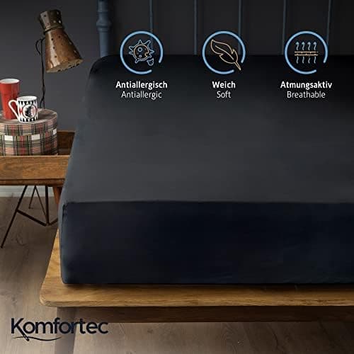 Komfortec Spannbettlaken 90x200 cm Jersey-Baumwolle – OEKO-TEX® Standard 100, Rundumgummizug für perfekte Passform, Weiß