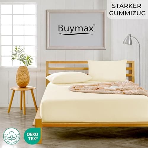 Buymax® Spannbettlaken 140x200 cm – 100% Baumwolle (Jersey), für Matratzen bis 25 cm