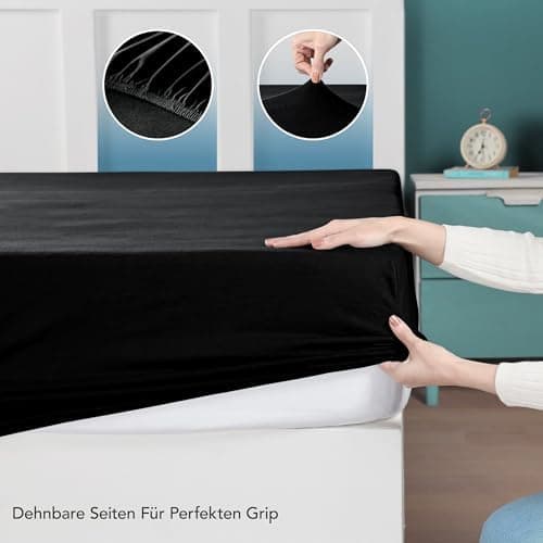 Utopia Bedding Jersey-Spannbettlaken 120 x 200 cm (25 cm) – Anthrazit, Baumwollmischung