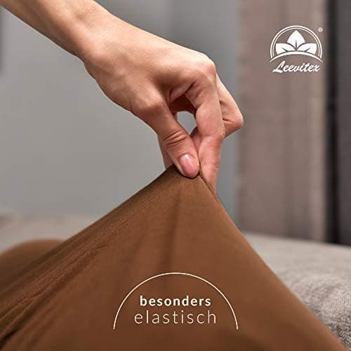 leevitex® Spannbettlaken 180x200–200x200 cm | 100% Jersey-Baumwolle | für Matratzen bis 25 cm