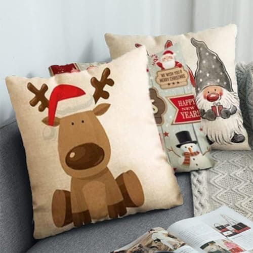 4er Set Kissenbezüge Weihnachten 40×80 cm – festliche Kissenhüllen für Sofa & Wohnzimmer