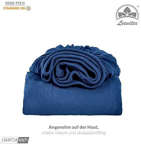 leevitex® Spannbettlaken 180x200–200x200 cm | 100% Jersey-Baumwolle | für Matratzen bis 25 cm