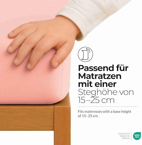 etérea Jersey-Spannbettlaken 80x200 cm Weiß – 100% Baumwolle, OEKO-TEX MADE IN GREEN & STANDARD 100