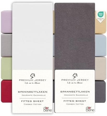 Spannbettlaken 90x200 – Jersey 100% gekämmte Baumwolle, passend für Matratzen bis 30 cm