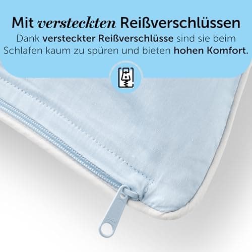 Cloudpillo Kissenbezug 40x80 cm 2er‑Pack – Premium atmungsaktive Baumwolle, ultraweich, mit Reißverschluss, antibakterie