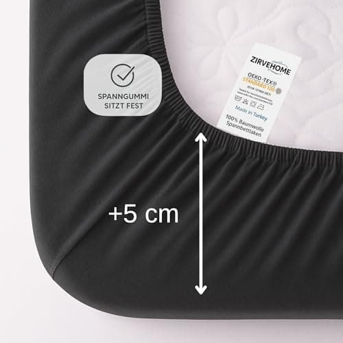 Spannbettlaken 120x200 cm – Jersey 100% Baumwolle – für Matratzen bis 25 cm Höhe