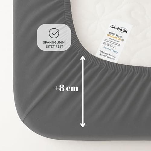 Spannbettlaken 120x200 cm – Jersey 100% Baumwolle – für Matratzen bis 25 cm Höhe