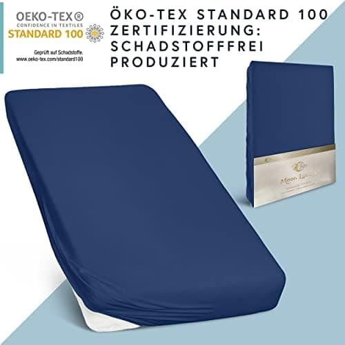 MOON-Luxury Spannbettlaken/Spannbetttuch Jersey-Stretch 230 g/m² OEKO-TEX – anthrazit, 90×200–100×220