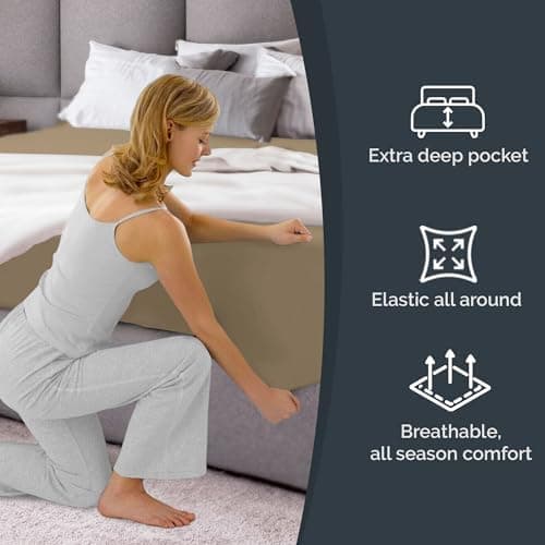 Spannbettlaken 180x200 cm – Extra tiefes Spannbetttuch bis 40 cm (16") – Weiche gebürstete Mikrofaser, knitterfrei & sch