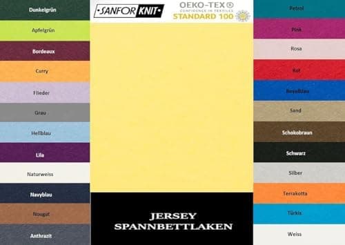 EXKLUSIV HEIMTEXTIL Jersey-Spannbettlaken 90–100 x 200 cm, bis 25 cm Matratzenhöhe – 100% Baumwolle, Öko‑Tex zertifizier