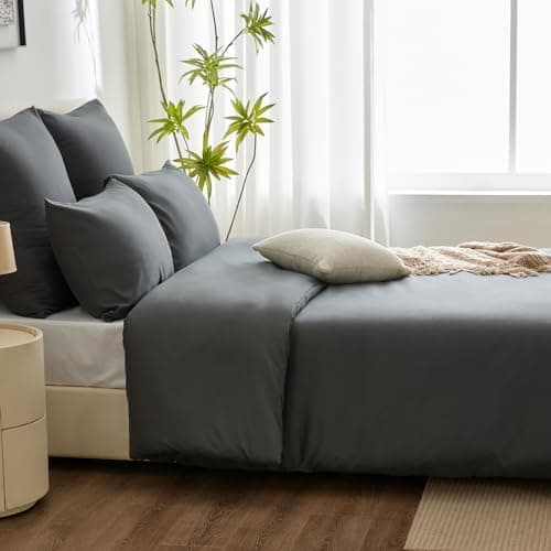 WAVVE Bettwäsche 135x200 – 4‑teiliges Mikrofaser‑Set Anthrazit (inkl. 2×80×80 cm Kissenbezüge) mit Reißverschluss, OEKO‑