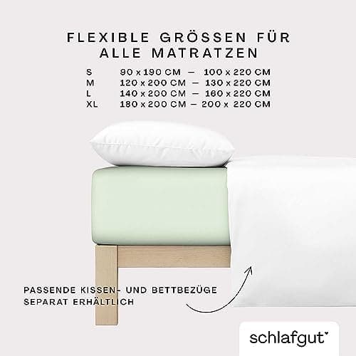 Schlafgut Pure Spannbettlaken 90x200 bis 100x220 cm – 95% Bio-Baumwolle & 5% Elasthan, Oeko-TEX zertifiziert – passend f