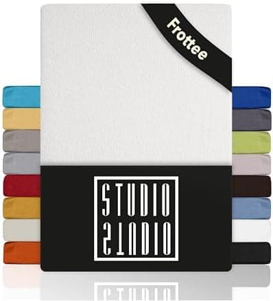 STUDIO Basic Frottee-Spannbettlaken 90 x 200 cm – weiches 80% Baumwolle/20% Polyester, elastisch & bügelfrei, OEKO-TEX f