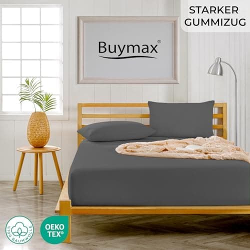 Buymax® Spannbettlaken Jersey – 100% Baumwolle – 120x200 cm, passend für Matratzen bis 25 cm